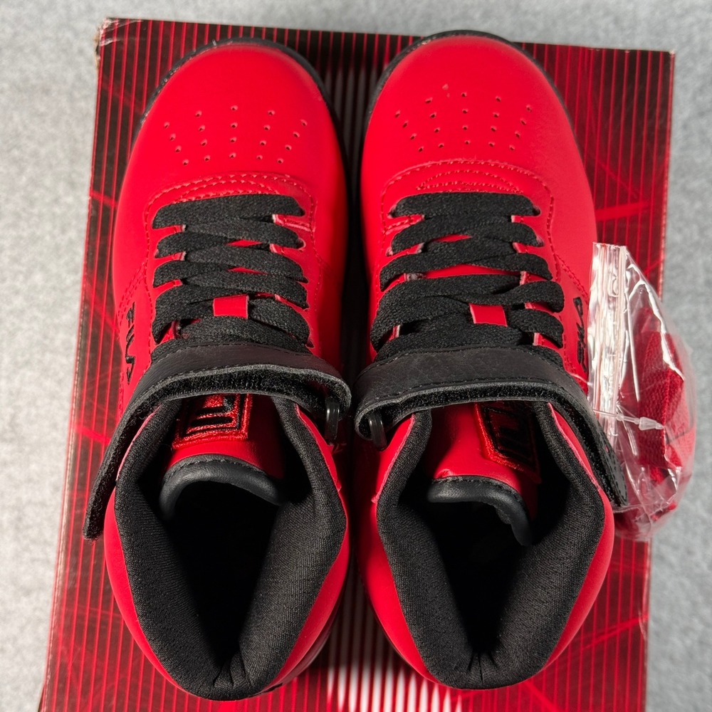 FILA Vulc 13 Red Black High‑Top Kid's 13.5 Classic Strap Sneakers NIB - Picture 6 of 7